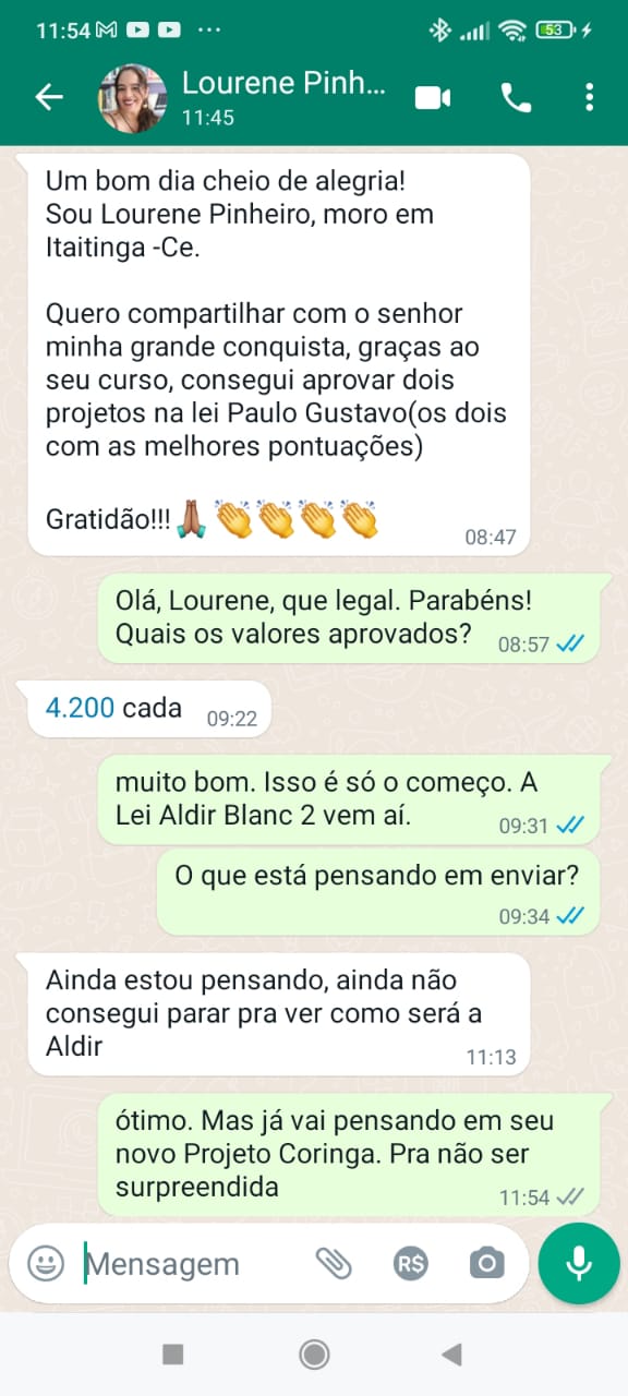 depoimento lourene pinheiro